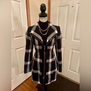 White House Black Market Black and White Plaid Wool (mix) Coat